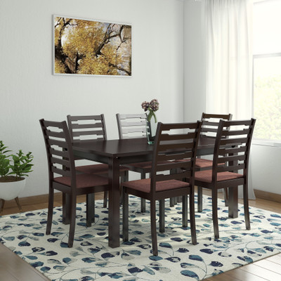 

RoyalOak Rocco Solid Wood 6 Seater Dining Set(Finish Color - Walnut)