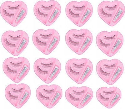 Shopeleven Eye Lashes with Lashes Glue (Combo)( pack of 16)(Pack of 16)