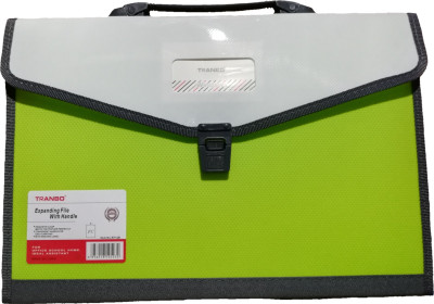 

TLO OFFICE FILE Nylon plastic with fabric stitch border EXPANDING FILE WITH HANDLE(Set Of 1, Multi colour/ popat & white)
