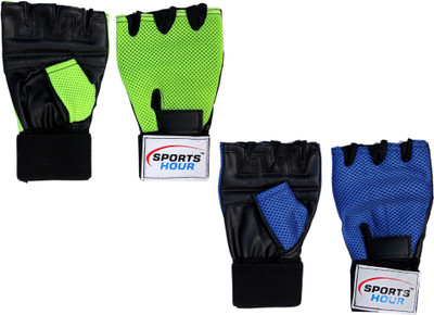 

Sportshour Gym & Fitness (Pack of 2 Pair) Gym & Fitness Gloves (M, Multicolor), Black;blue;green