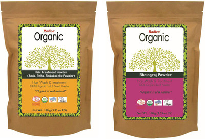 

RADICO RADICO100%ORGANIC BHRINGRAJ POWDER+100%ORGANIC AMLA,RITHA SHIKAKAI(MIX)POWDER(100 g)