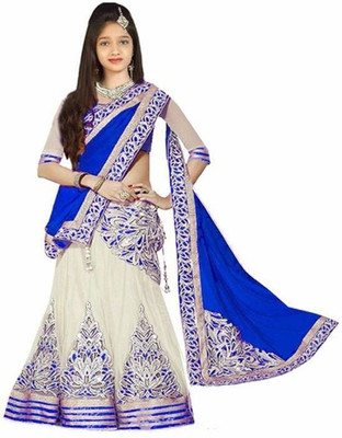 Manav Fashion Girls Lehenga Choli Ethnic Wear Embroidered Lehenga, Choli and Dupatta Set(Multicolor, Pack of 1)