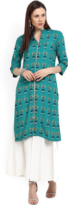W Women Printed Straight Kurta(Blue) W Women Printed Straight Kurta(Blue)