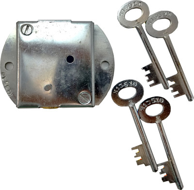 

HLI 6 lever Almirah lock with double lock (round 4 keys) (stainless steel keys)(size 82 m.m.) Lock(Grey)