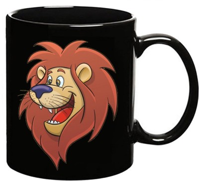 MUGKIN Lion cartoon art Dark Ceramic Coffee Mug(350 ml)