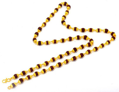 Sadnya golden cap Rudraksha Mala for Men Gold-plated Plated Stainless Steel Chain