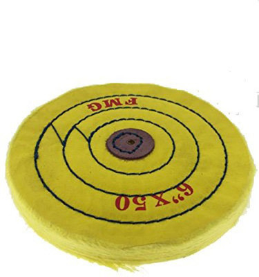 

Oscar Yellow Soft Cotton Polishing Buffing Wheel Bench Grinder with Arbor Hole Jewelers Rotary Tools (6 Inch - 50) FMG YSCPBW6 Rotary Tool(7 mm)