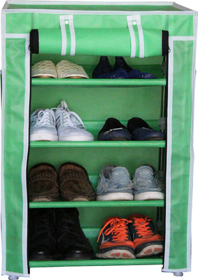 Raunak Metal Collapsible Shoe Stand(Green, 4 Shelves)