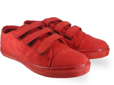 

LeatherKraft Velcro Sneakers Sneakers For Men(Red