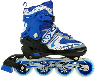 

DHAWANI Skating Shoe have different size and with PU LED wheel In-line Skates - Size 38 - 41 EURO In-line Skates - Size 39-43 EURO In-line Skates - Size 6-9 UK(Blue)