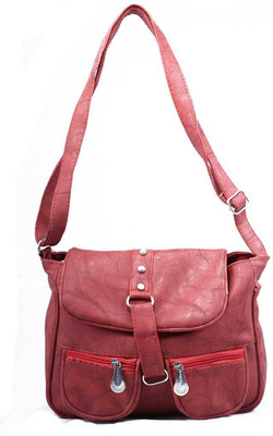 

Raez Girls Casual Maroon Rexine Sling Bag