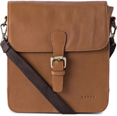 

Gauge Machine Men & Women Formal Tan Genuine Leather Sling Bag