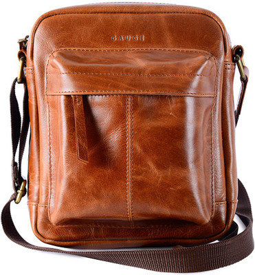 

Gauge Machine Men & Women Formal Tan Genuine Leather Sling Bag