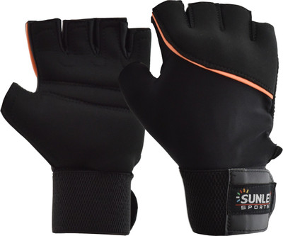 

SUNLEY Lycra with Wrist Support Gym & Fitness Gloves (, Black