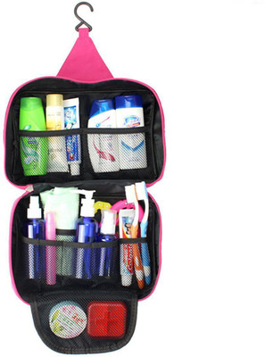 

eShop24x7 Waterproof Women Ladies Gents Girls Cosmetic / Make up / Jewellery / Toiletry Foldable Travel Tote Bathroom Hanging Bag Pouch Organizer(Pink)