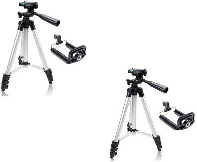 

techdeal SET OF 2PC 3110 3Way Head Adjustable Aluminum 35cm To 102cm Extendable Camera-Tripod With Bracket And Bag Tripod (Silver, Supports Up to 1000 g) Tripod(Silver, Supports Up to 1000 g)