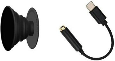 

BB4 SOCKET POP MOBILE HOLDER STAND WITH TYPE C TO 3.5 MM HEADPHONE JACK CABLE USB Adapter(Multicolor)