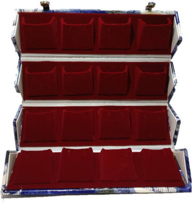 

Addyz High Quality Printed Blue Big Earring Studs Tops Folder 16 Pairs Jewellery Vanity Box(Printed Blue)