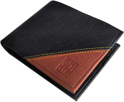 

Wenzest Men Black, Tan Artificial Leather Wallet(10 Card Slots), Blacktan