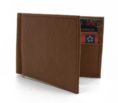 

NIetz Men Tan Genuine Leather Money Clip(6 Card Slots), Brown