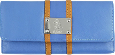 Kara Women Casual Blue Genuine Leather Wallet(10 Card Slots), Blue;yellow
