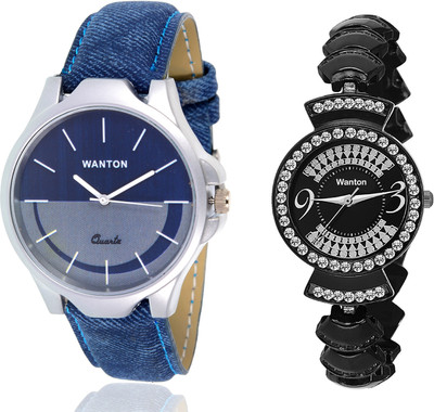 

Wanton SP-5 K-13 Black fancy diamond watch with Blue multi-color dial attractive watch for couple men and women Watch - For Boys & Girls