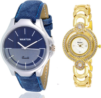 

Wanton SP-5 K-9 Golden strap white ciramic dial watch with Blue multi-color dial attractive watch for couple men and women Watch - For Boys & Girls