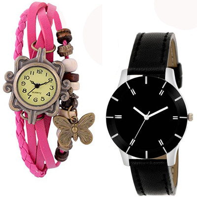 

Vitoria VTR_Pnk-Btrfly_02-Blk-Stp_W-Wtch_2cmbo Watch - For Women