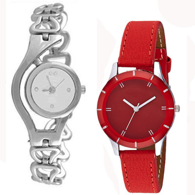 

Vitoria VTR_01-Slvr-Chn_02-Red-Stp_W-Wtch_2cmbo Watch - For Women