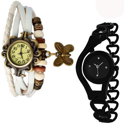 

Vitoria VTR_Wht-Btrfly_01-Blk-Chn_W-Wtch_2cmbo Watch - For Women
