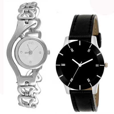 

Vitoria VTR_01-Slvr-Chn_02-Blk-Stp_W-Wtch_2cmbo Watch - For Women