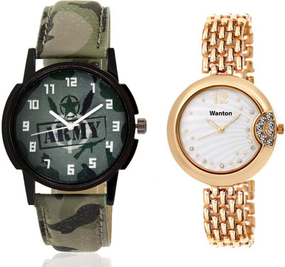 

Wanton SP-Army K-8 gold fancy dial watch with green army pattern military sport watch for couple men and women Watch - For Boys & Girls
