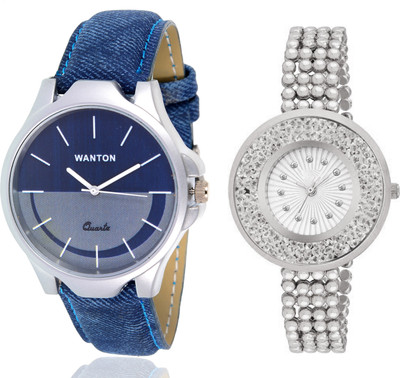 

Wanton SP-5 K-14 Silver fancy diamond watch with Blue multi-color dial attractive watch for couple men and women Watch - For Boys & Girls