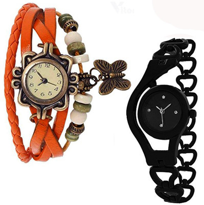 

Vitoria VTR_Ornge-Btrfly_01-Blk-Chn_W-Wtch_2cmbo Watch - For Women