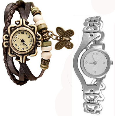

Vitoria VTR_Brwn-Btrfly_01-Slvr-Chn_W-Wtch_2cmbo Watch - For Women