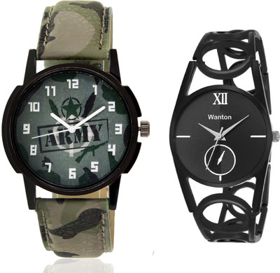 

Wanton SP-Army K-12 Black ring strap chronograph pattern watch with green army pattern military sport watch for couple men and women Watch - For Boys & Girls