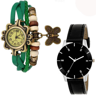 

Vitoria VTR_Grn-Btrfly_02-Blk-Stp_W-Wtch_2cmbo Watch - For Women