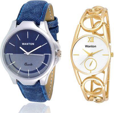 

Wanton SP-5 K-12 Gold ring strap chronograph pattern watch with Blue multi-color dial attractive watch for couple men and women Watch - For Boys & Girls