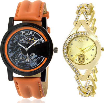 

Wanton SP-4 K-15 Chronograph pattern fancy diamond watch with Brown open machanical stylish watch for couple men and women Watch - For Boys & Girls