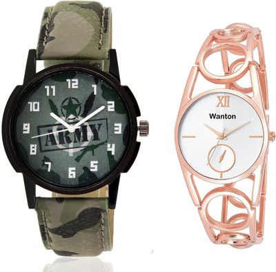 

Wanton SP-Army K-12 Rose Gold ring strap chronograph pattern watch with green army pattern military sport watch for couple men and women Watch - For Boys & Girls