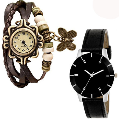 

Vitoria VTR_Brwn-Btrfly_02-Blk-Stp_W-Wtch_2cmbo Watch - For Women