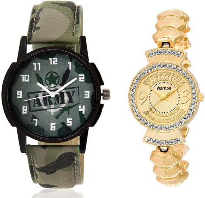 

Wanton SP-Army K-13 Gold fancy diamond watch with green army pattern military sport watch for couple men and women Watch - For Boys & Girls