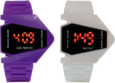 

PIEXIM Rock LED Purple+White Color Combo of 2 Watch - For Boys & Girls