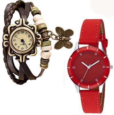 

Vitoria VTR_Brwn-Btrfly_02-Red-Stp_W-Wtch_2cmbo Watch - For Women