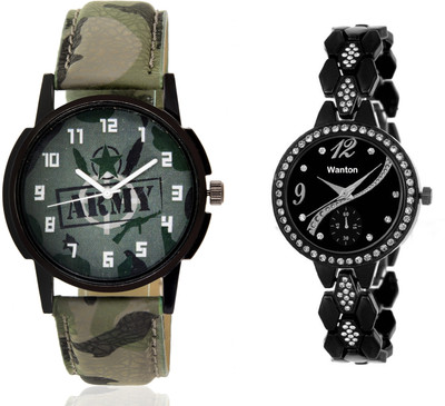 

Wanton SP-Army K-4 Black chronograph pattern dial diamond watch with green army pattern military sport watch for couple men and women Watch - For Boys & Girls