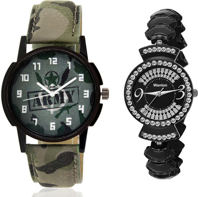 

Wanton SP-Army K-13 Black fancy diamond watch with green army pattern military sport watch for couple men and women Watch - For Boys & Girls