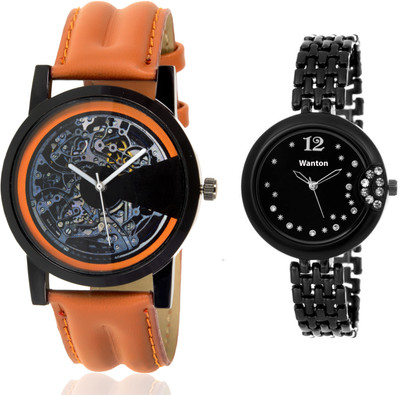 

Wanton SP-4 K-8 Black fancy dial watch with Brown open machanical stylish watch for couple men and women Watch - For Boys & Girls