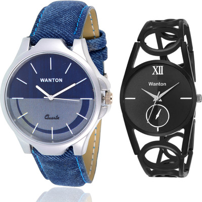 

Wanton SP-5 K-12 Black ring strap chronograph pattern watch with Blue multi-color dial attractive watch for couple men and women Watch - For Boys & Girls