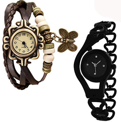 

Vitoria VTR_Brwn-Btrfly_01-Blk-Chn_W-Wtch_2cmbo Watch - For Women