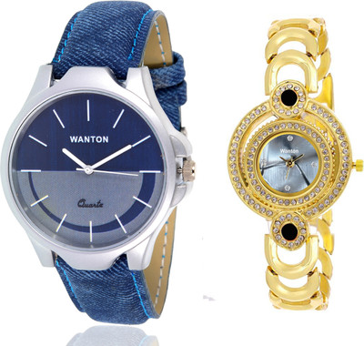 

Wanton SP-5 K-9 Golden strap Black ciramic dial watch with Blue multi-color dial attractive watch for couple men and women Watch - For Boys & Girls